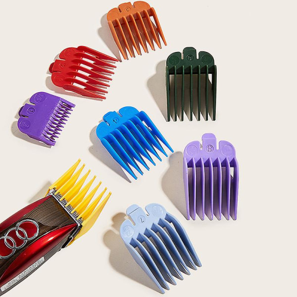 Professionell hårtrimmer/trimmer med 8 färger Guard Kammar Guidekammar kodade/kammar - perfekt för tillbehör för hårklippare/trimmers