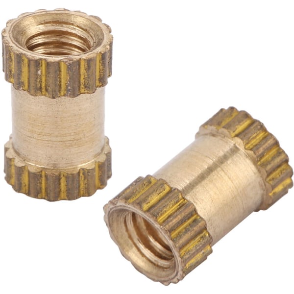 M2,5 mässingcylinder, räfflad, rund, ingjuten, med inbäddade muttrar (M2,563,5 50 stycken)