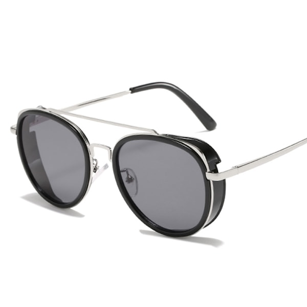 Solglasögon Runda Steampunk Dubbel Brygga Aviator Glasögon C