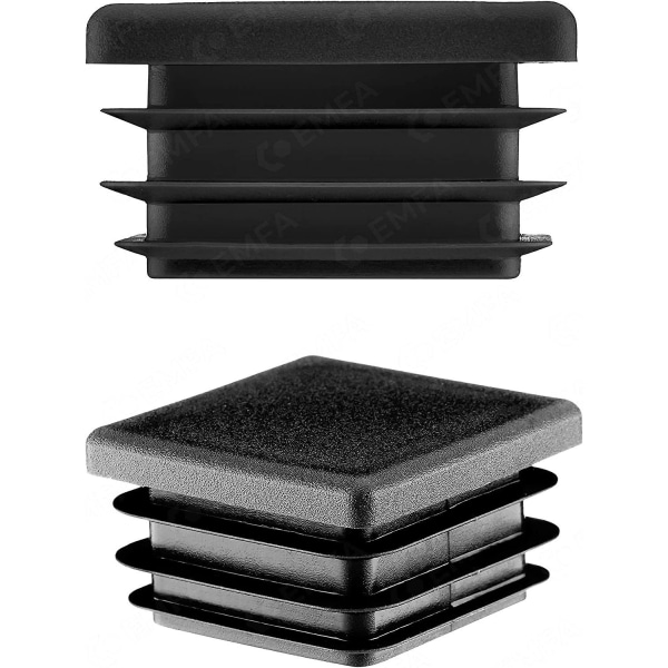 Plugg for firkantrør 60x60 mm, 10 stk, svart (ral 9005) hette, 6x6 cm
