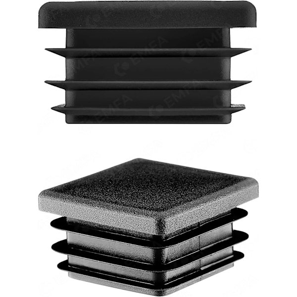 Prop til firkantet rør 60x60 mm, 10 stk., sort (ral 9005) hætte, 6x6 cm