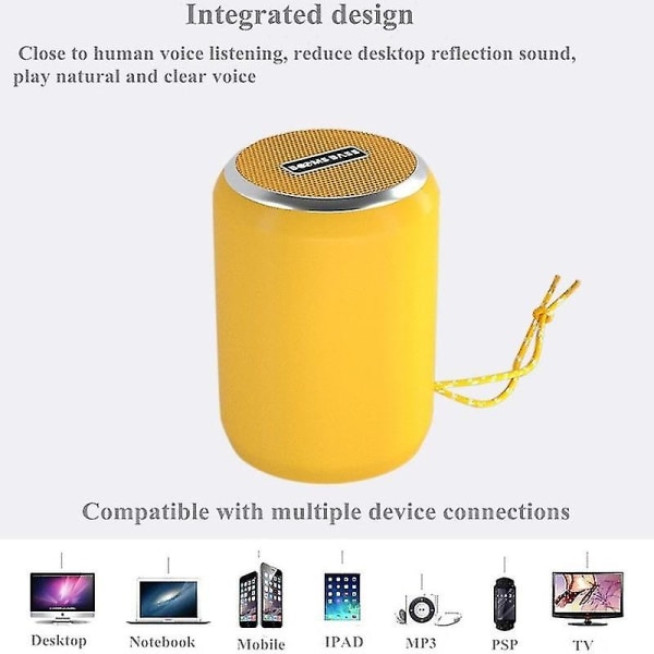 Mini kannettava Booms Bass Bluetooth-kaiutin ulkoilman langaton stereokaiutin Mp3-soitin（keltainen）