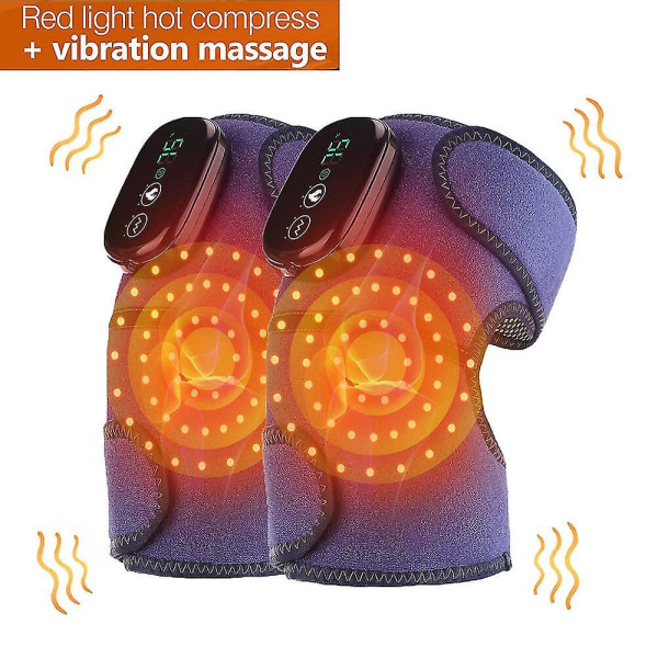 Rött ljus Uppvärmning Knäskydd Massage Instrument Ben Led Avslappning Fysioterapi Vibration Massager Artrit Smärtlindring1 par Lila