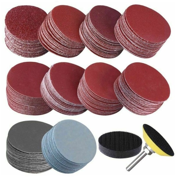 longziming 2 tum sandpapper flocking sandpapper set slipning polering papper pad 200 stycken sandpapper set + svamp pad slipbord