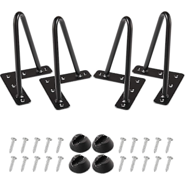 Hårnålsben 15 cm 4-pack, DIY metallbordsben, perfekta för matbord, skrivbord, modern stil från mitten av århundradet (15 cm, svart) [xc]