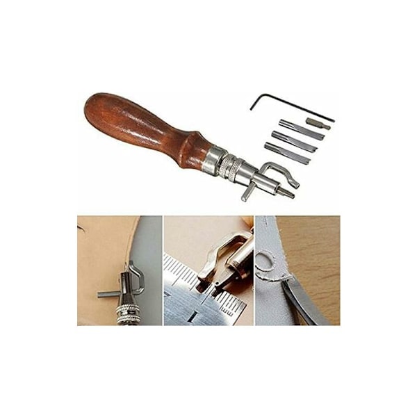 5 i 1 Läderverktyg Sömnadsklippare Justerbar Spår Spår Kant Sömnadsklippare DIY Läder Handverktyg Verktyg