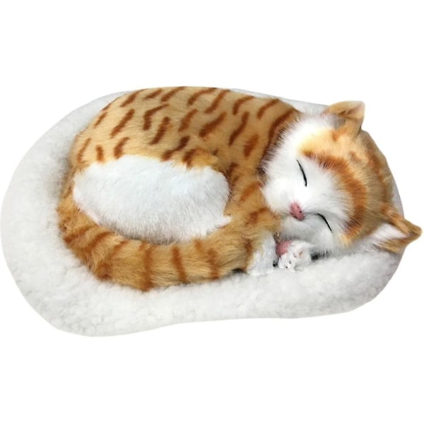 Realistisk Sovende Plysj Pustende Katt Med Matte, Søt Pustekatt Simulering Sovende Katt Plysjdukke Kreativ Dyr Dekor For Hjemmekontor Seng (h-3