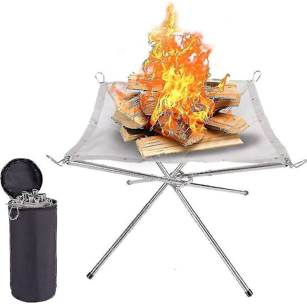 Bærbar, sammenklappelig bålplads, rustfrit stål, egnet til udendørs camping og grill