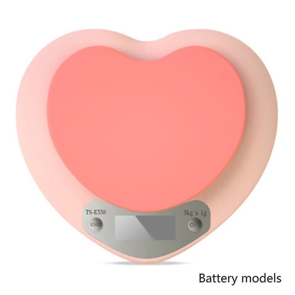 Matvåg med hög noggrannhet med rosa hjärtformad matdietskala LCD-skärm (batterimodeller)