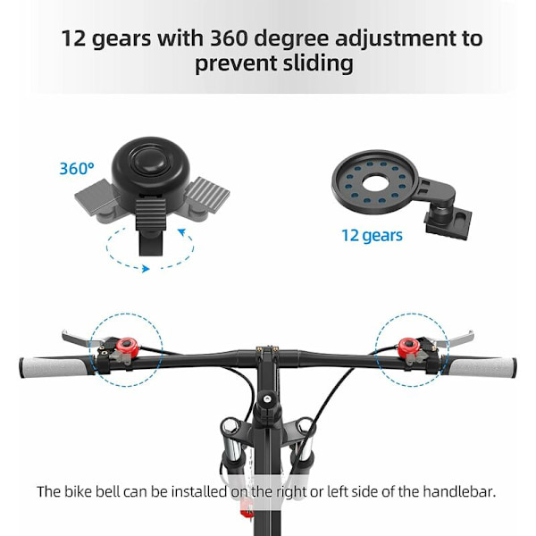 ?? Set med 2 120dB cykelklocka förtjockad cykelklocka cykelhorn tydligt ljud cykelklocka för barn cykelklocka för vuxna