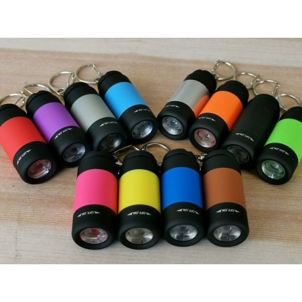 12-pack färgglada mini LED-ficklampor med USB-laddningsbar roterande strömbrytare - Färgen kan variera (12)