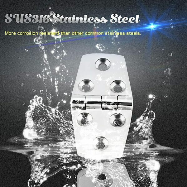 Marint monteringsdörrgångjärn i rostfritt stål Båtdörrgångjärn Tunga maskinvarugångjärn Båtgångjärn Plattformsskåp SUS 316 2-pack 38mm x 76mm - Silver