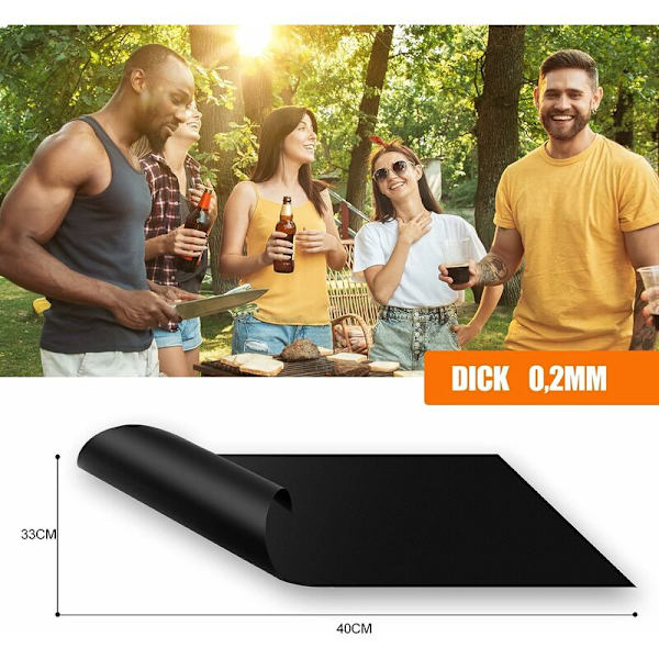 Grillmatta, 40x33cm non-stick grillmatta, bakmatta för kol och bakning, återanvändbart bakpapper