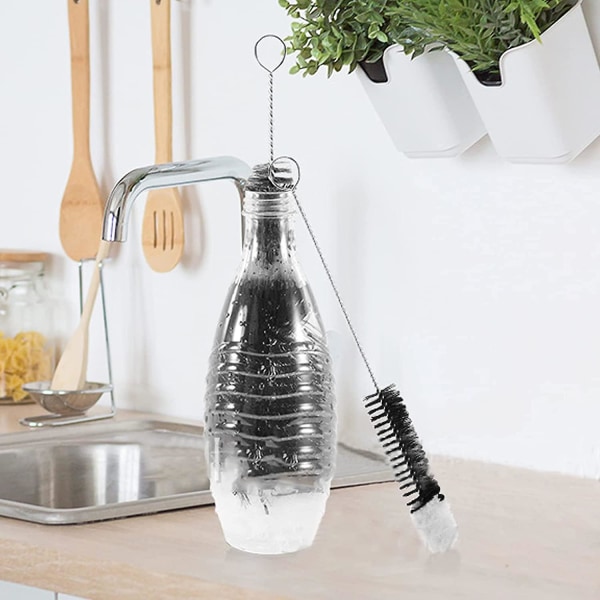 Sæt med 2 flaskebørster rengøringsbørster Flaskebørste Avanceret rengøring til termokande glasflasker sutteflasker og kopper.