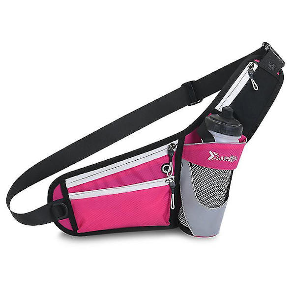 Löparbälte Väska Fanny Pack Höft Bum Väska Bröst Slung Väska Med Vattenflaskhållare（Rose Red）