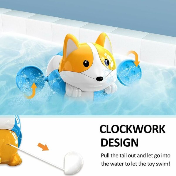 Badleksaker, söta Clockwork Hundbadkar Poolleksaker för barn, Baby för småbarn 1-3 år, Lekset för vattenbad för pojkar och flickor