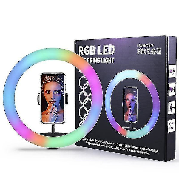 Suora lähetyslamppu Työpöydän Rgb-rengaslamppu Jalustalla 360 asteen kiertävä 3 väriä valaistus（13 tuumaa