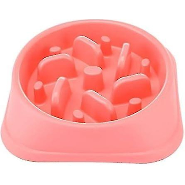 Långsam utfodring hund långsam matare skål halkfri design rolig interaktiv utfodring hundar (rosa)