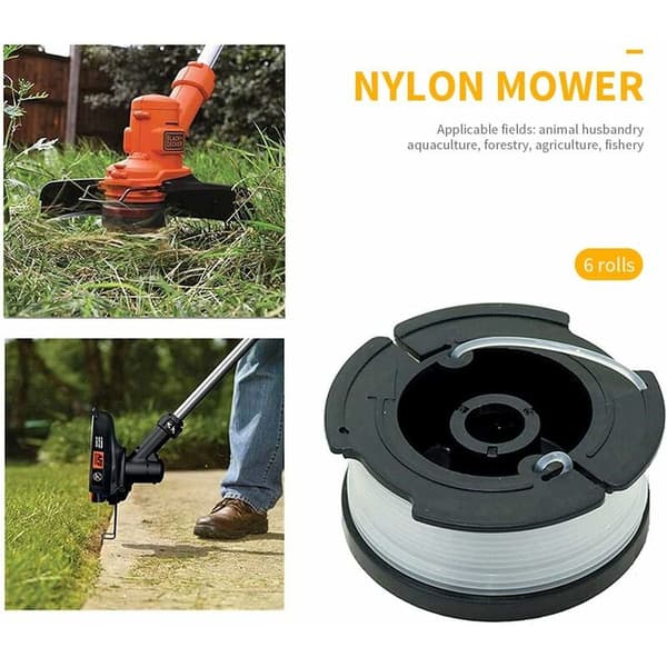 6 rullspools för gräsklippare, 10 meter, för Black Decker-trimmer