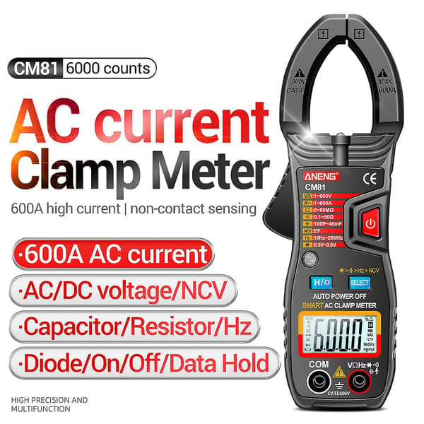Digital multimeter elektrisk testare Amperemeter frekvens diod temperatur testare (svart)