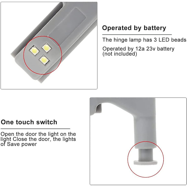 10 stk Universal Hengsel LED Sensor Lys Skap Skap Klesskap Nattlys (hvit)