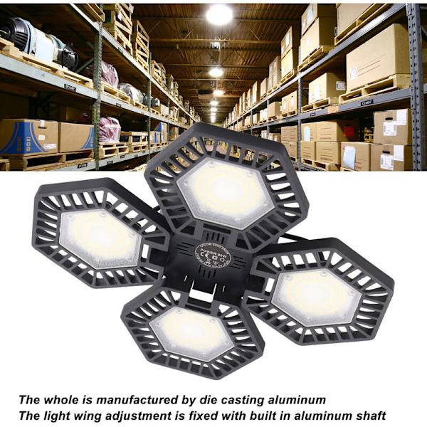 LED-garageljus kallvitt 80W 4 paneler 90 graders justering LED High Bay Light för lagerfabrik AC100-277V