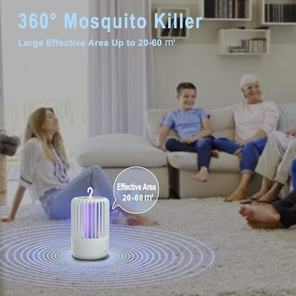 360° UV-hyönteispyydys, USB-sähköinen hyttysvalo, sisä- ja ulkotilojen tuholaistorjuntaloukku (valkoinen)