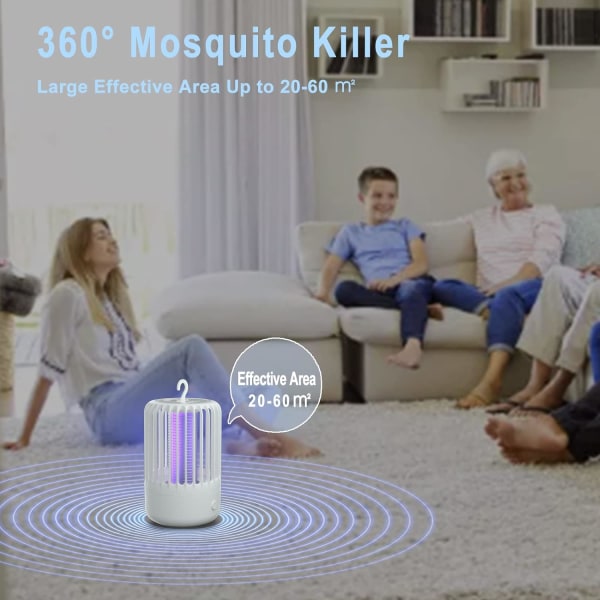 360° UV insektsdödare USB elektrisk mygglampa, inomhus och utomhus skadedjursbekämpningsfälla (vit)