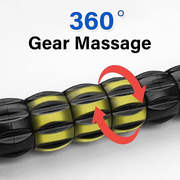 Massagepindrulle til dybt væv med 360 gear muskelrullepind til lindring af smerter Massage ømme kramper（Sort）