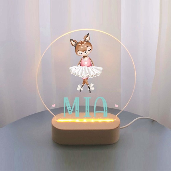 Personligt namn Led-lampa Söt djur USB 7 färger 3d nattlampor Anpassad  tecknad akryl för barn Baby Inredning Veilleuse BbYE006 1b26 | Fyndiq