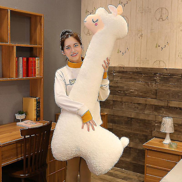 Fluffy Alpaca - Den sødeste krammeven Alpaca plysdyr Lang hals plyslegetøj Sofa pude pude Tegneserie udstoppede dukker（130cm，Brun）