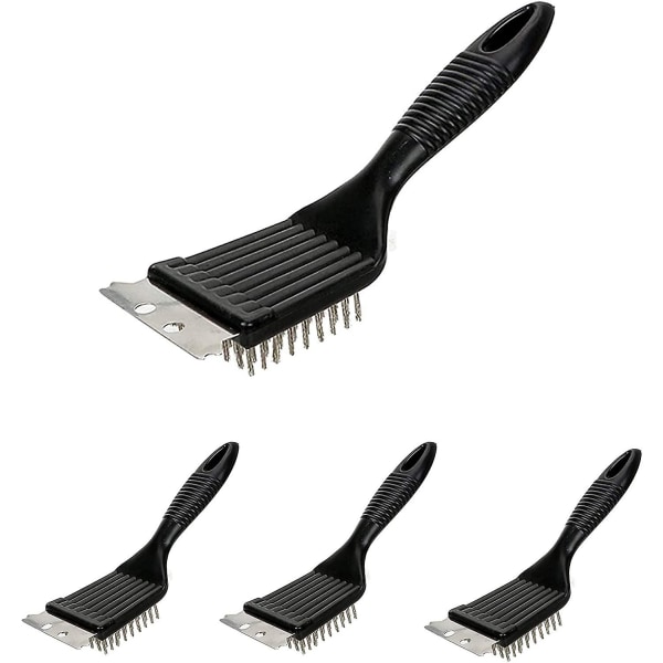 Grill Brush,4 Pieces Barbecue Grill Cleaning Brush Barbecue Brush With Stainless Steel Spatula For Cleaning Grill Grills And Surfaces ,black