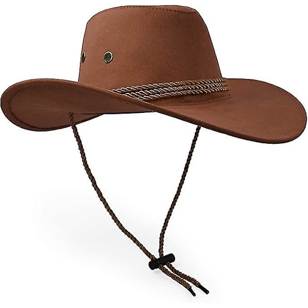 Cowboy Hat, Faux Suede Filt Solhat Western Rejse Beanie Udendørs Solbeskyttelse