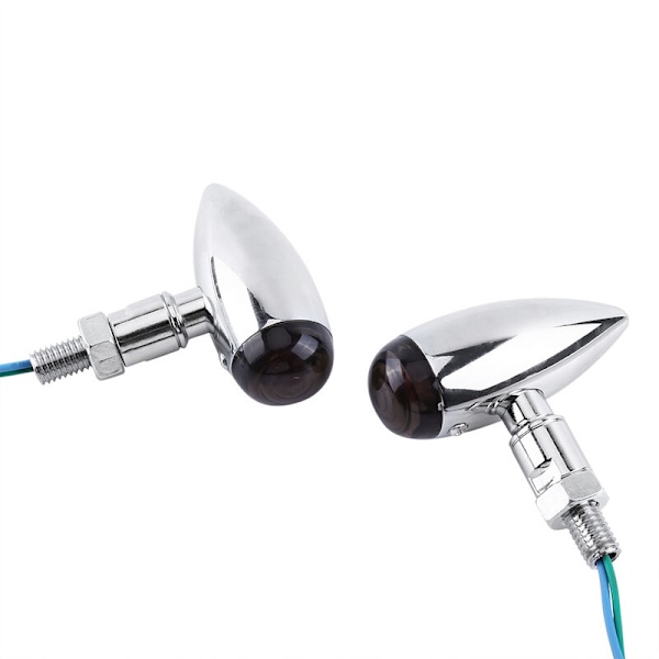 2 st motorcykel kula bärnsten LED blinkers indikator belysning lampa silver