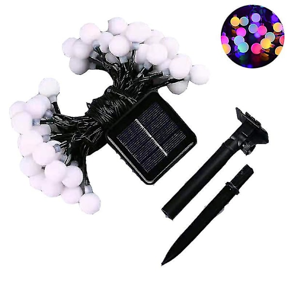 12m Fe-ljus Färgglada Boll Solcells Outdoor Kedja, 100 Ip54 Vattentäta Led-slingor, Utomhus Färgglada Jordklot Solcells Drivna Kedja Utomhus Fe-ljus