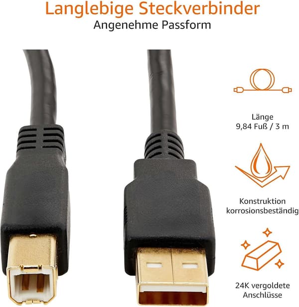 Usb 3.0 A-b-kabel til firkantet port-stik til printer harddiskboks, 3 meter（3m）