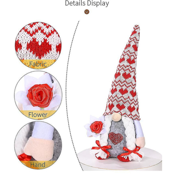 2 stk Valentine Plysj Gnomes Borddekorasjon Ansiktsløs dukke Hjem Party Ornament