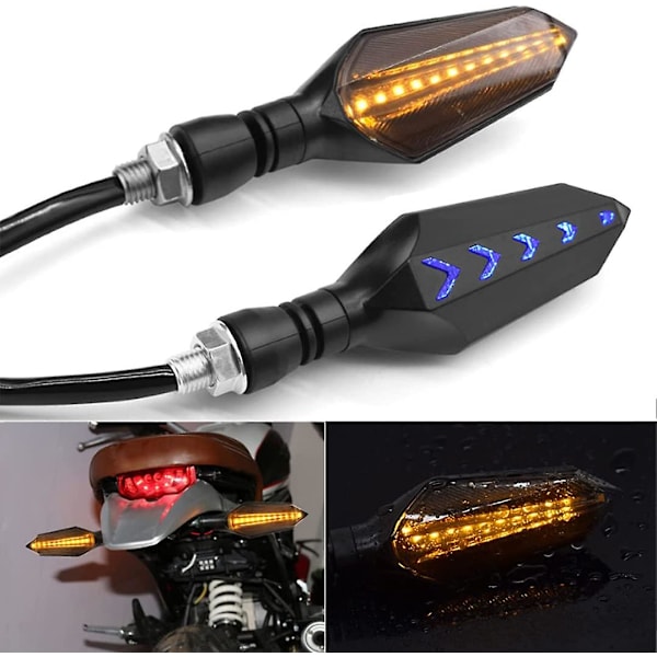 4 st 12v Universal Motorcykel Blinkers Blinkers Blinkers Gult Ljus Dubbel Färg 17 LED Blå Gult Lampa