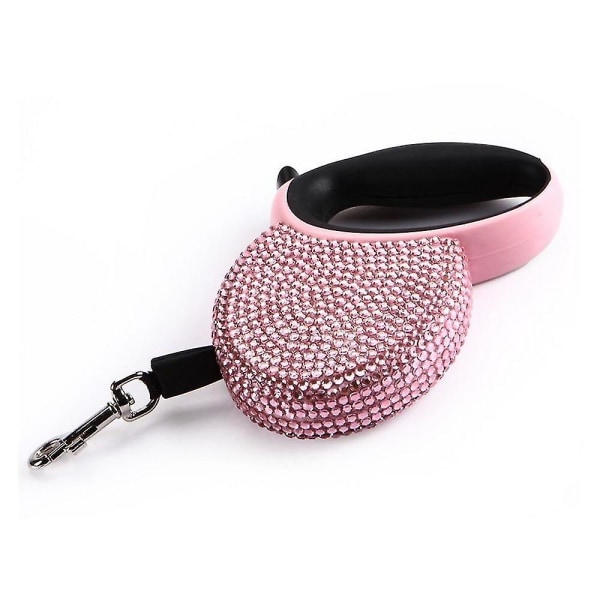 Leash Pink Lead Flat Retractable Rhinestone Bling Crystal Puppy