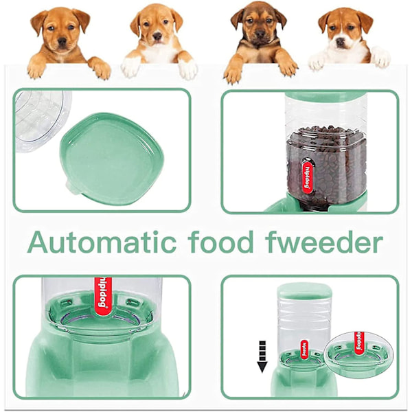 3,8 l Automatisk Kattmat Dispenser Automatisk Mat Skål Matare Och Drickare Tillbehör Resa Matare Och Vatten Dispenser För Katt Hund Kanin Husdjur Grön