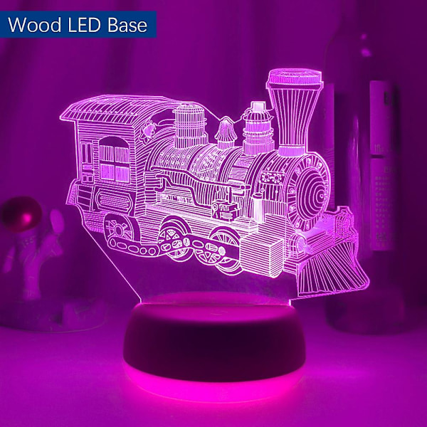 Tåg 3D USB-lampa Touch Remote Jul Nyår Present Sovrum Skrivbord Bredvid Dekor LED Sovande Nyhet Ånglok Nattljus Trä LED