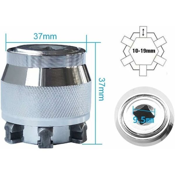 1PCS 3/8 tum Driv 10-19mm Justerbar Hex Universal Socket Torque Ratchet Socket Adapter Nyckelhuvud Spännhylsa Reparationsverktyg