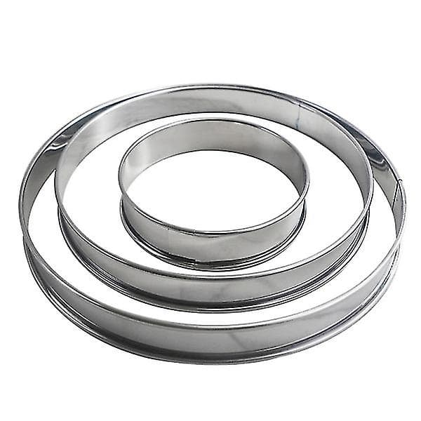 3 st rulltårtformar i rostfritt stål, runda mousseformar (silver)