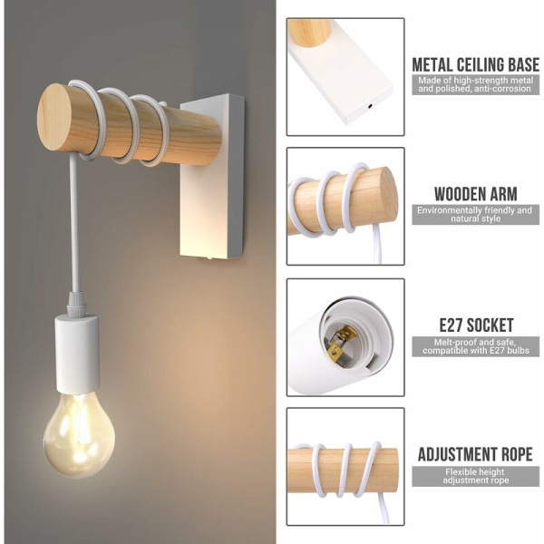 1 st europeisk stil vit vägglampa sovrum studie sänglampa retro vägglampa trä konst dekoration vägglampa