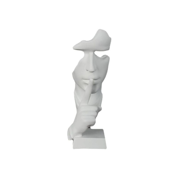 Silent Man Resin Staty Modern abstrakt ansikte Skulptur Kreativa tänkare Skulptur Samlarfigurer Vit