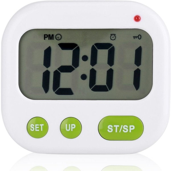 Musik/Vibrations digital LCD-väckarklocka, elektronisk kökstimer med bakgrundsbelysning
