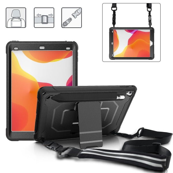Shiny Surface Case til Ipad Pro 9,7 tommer Air 2 med aftagelig skulderrem, justerbar stander, opbevaringsbar minitaske, fuld beskyttelsescover