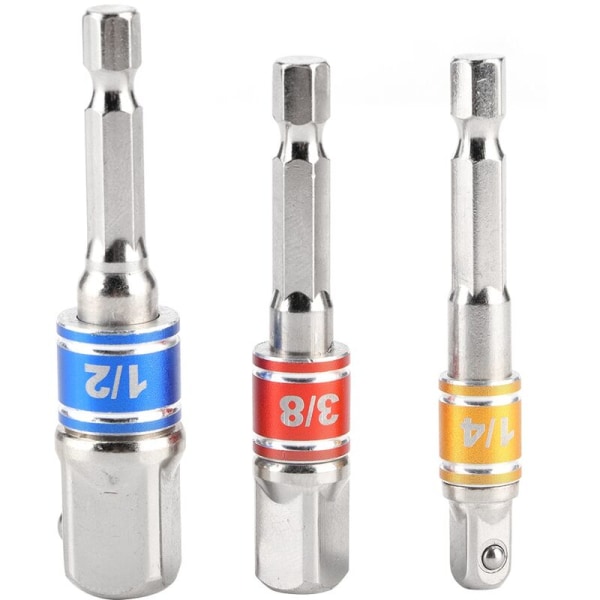 3 st/set Hex borrchuckadapter Driv Elektrisk Slagskruvmejsel 1/4in 3/8in 1/2in Typ B