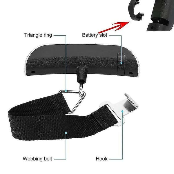 Bærbar digital bagagevægt 110lb/50kg, temperatursensor, LCD-display