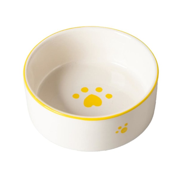 Ceramics Raised Small Dog or Cat Bowls Pet Food Bowl（yellow)